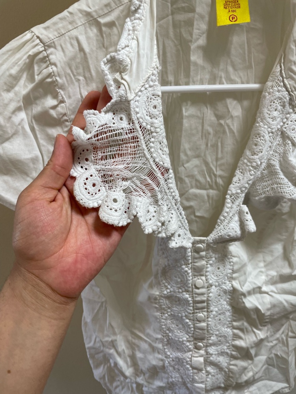 White Eyelet Ruffle Button-Front Blouse - Picture 3 of 7